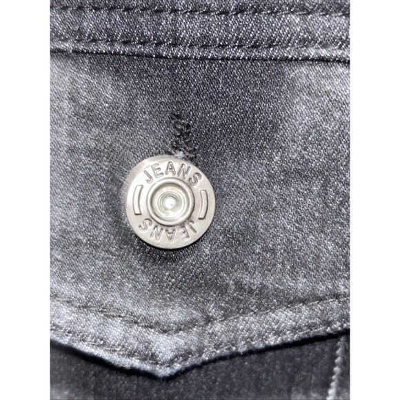 HAODUOYI Women’s XL Black Denim Jacket Embroidered Roses - Picture 4 of 16